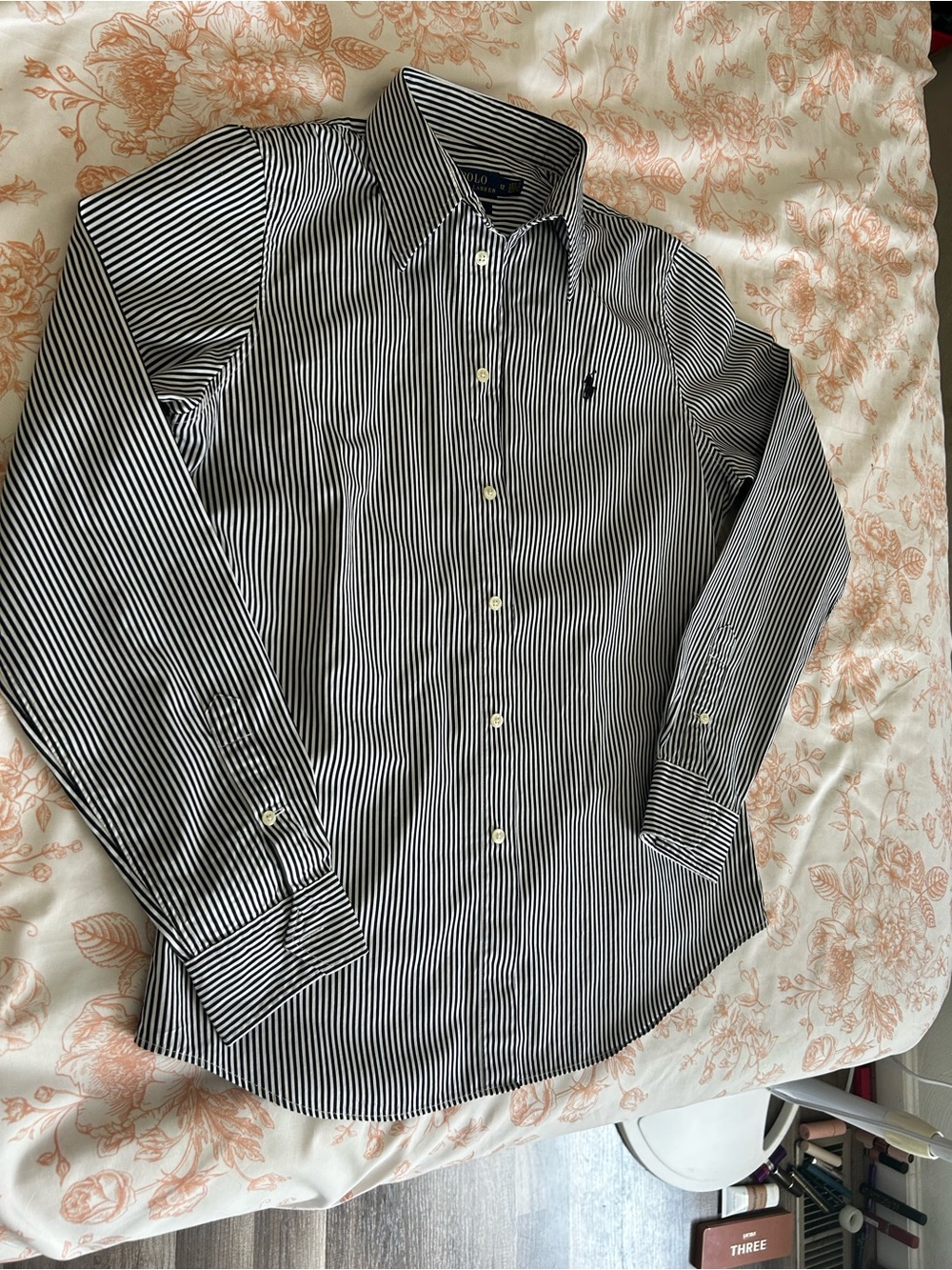 Ralph Lauren Black and White Pinstripe Button-Down Shirt